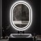ChillCruiser Ovaler LED-Badezimmerspiegel mit Rahmen 600 x 800 mm beschlagfrei dimmbar Badezimmerspiegel mit LED-Beleuchtung Badezimmerspiegel zur Wandmontage 3 Farben Memory schwarzer Rahmen