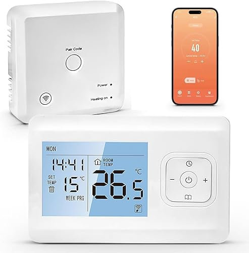 Termostato collegato wireless e intelligente WiFi, programmabile per caldaia a gas, controllo vocale e controllo remoto compatibile con Alexa e Google Home