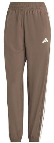 adidas Women's Train Essentials 3-Stripes Woven Pants, Earth Strata/White, XXL