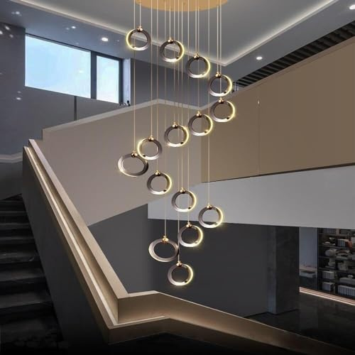 SJFJJKD Lámpara Colgante LED Moderna y Creativa, lámpara Colgante para Escalera, Pasillo, lámpara Colgante de Techo Redonda, lámpara Colgante de Altura Ajustable (12 Cabezas) Friendship Years