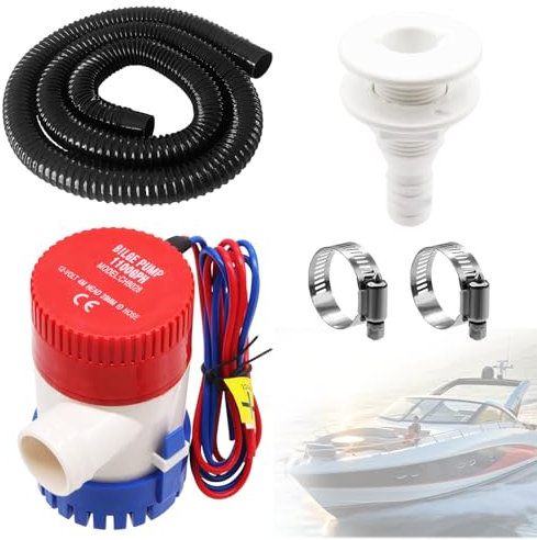 Seamaka 1-1/8 Inch Bilge Pump Hose Dia Plumbing Kit,Bilge Pump Installation Kit-12V 1100GPH Bilge Pumps,6 FT Premium Quality Kink-Free Flexible PVC Hose,1-1/8 Inch ABS Thru-Hull Fitting,2 Hose Clamps