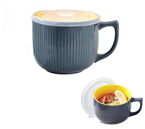 imuounl Soup Bowls with Handles, 900ml Microwave Bowl with Lid, Microwave Soup Mug with lid, Soup Mug with Handles, Soup containers, Instant Noodle Bowl, Porridge Bowl, Ramen Bowls (Grey)