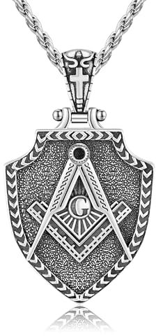 DAYLINLOVE Freimaurer Geschenke für Männer 925 Sterling Silber Freimaurer Halskette Freimaurer Anhänger Halskette Freimaurer Schmuck Geschenke