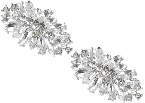 PATIKIL Fermacalze Con Strass, 1 Paio Staccabile Classico Moda Fiocco Brillante Accessori Decorazione Per Scarpe Da Sposa Party Matrimonio Uso Quotidiano Argento