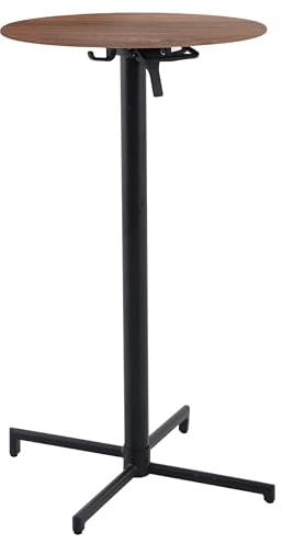 METRO Professional Outdoor Bistrotisch 3in1 Aveiro, Stahl, Ø 60 cm, Höhenverstellbar (42/74/110 cm), Holz-Effekt-Druck, Klappbar, Wetterfest, Rund, Braun