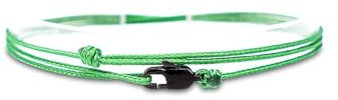 TRIPLE K&S Dünnes Wickel-Armband Herren & Damen mit Karabiner-Haken Verschluss Handmade - Maritimer Surfer Schmuck - Minimalistisches Stoff-Armband - 100% Wasserfest & verstellbar (Dark Green)