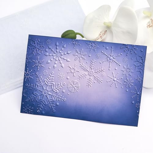 OTCRAFT 3D-Prägeschablone für Kartenherstellung, Schneeflocken-Muster, transparente Kunststoff-Textur, verblasst Prägeschablone für Scrapbooking, Karton, Album, DIY, Dekoration, Papierbasteln