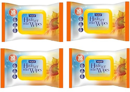 Allergy Relief Wet Wipes - Hayfever Allergy Relief - Natural Remedy Hayfever Relief - Gentle Wipes for Eyes, Face and Hands - Hay Fever Symptoms (Pack of 4)
