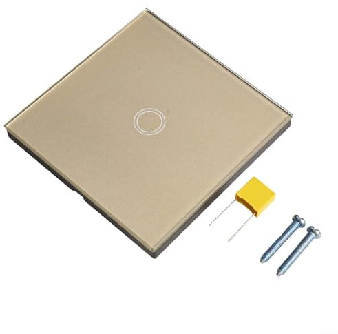 Cloudpower Touch Light Switch, Brass Dimmer Light Switch 110-240V AC 1-Gang 1-Way Led Dimmer Switch Main Glass Switch Panel with LED Backlight for Homes Office Hotel(gold)