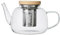 La Cafetière Rialto Théière en Verre à Couvercle en Bois Élégant, 4 Tasses en Verre Borosilicate Anti-Goutte, Filtre Amovible en Acier Inoxydable, Résiste à la Chaleur et aux Chocs Thermiques, 1,2 L