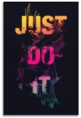 Neon Just Do It Wandkunst, motivierendes Zitat-Poster für aktiven Lebensstil, künstlerisches Wandbild, modernes Hängedekor-Poster, 40 x 60 cm
