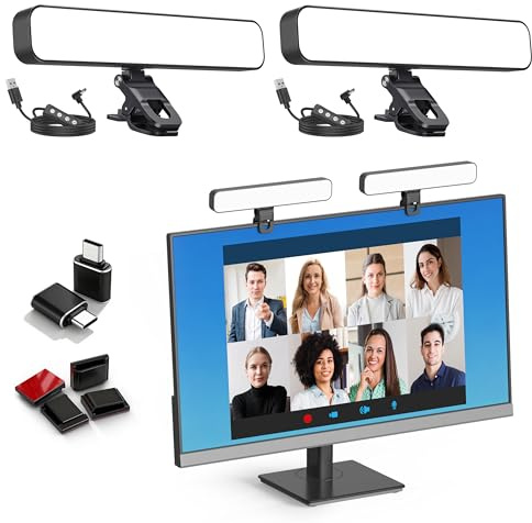 ALTSON 16W 2PCs Video Conference Light, Zoom Lighting for Computer Monitor Webcam Laptop, LED Streaming Light Clip-On, Desk Ring Light for Video Recording Podcast, Eye-Caring & 360° Rotary Backlight