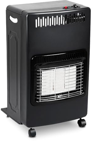 Eikuavons Gasheizofen Gasheizung innen 3 Stufen Regler Wärmeleistung 1400-4200 Watt max Heizvolumen 80 Kubikmeter Butan- oder Propangasflaschen bis 10 kg verwendbar inkl Gasdruckregler und Gasschlauch