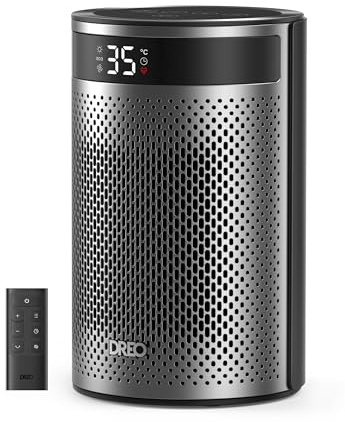 DREO 1500 W riscaldatore elettrico per camera da letto, da pavimento, protezione da surriscaldamento e ribaltamento, termostato regolabile, blocco di sicurezza per bambini, silenzioso, timer 12 ore