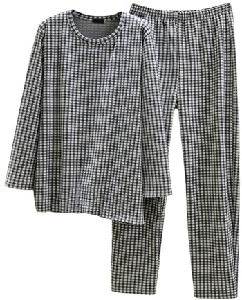 Generisch Pigiama da uomo in pile termico, pigiama invernale, set morbido in due pezzi, outfit a maniche lunghe, top a gamba larga, comodo, elegante, per il tempo libero, leggero