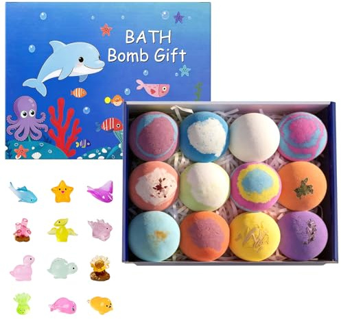 12 Pezzi Bombe da Bagno Bambini con Sorpresa Bath Bomb Regalo