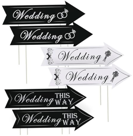 6 pièces panneaux de stationnement directionnels de mariage avec piquets panneau route directionnel extérieur imprimé double face pour réception cérémonie mariage