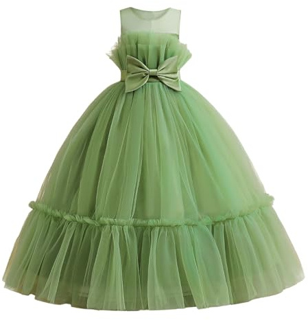 Sommerkleid Mädchen Mädchen-Festkleid mit Schleife und Rock, Elegantes Tutu-Kleid für Mädchen, ideal für Festliche Anlässe und Aufführungen