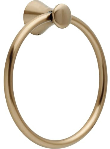 Delta Lahara (1-Pack) Hand Towel Holder Champagne Bronze Towel Racks for Bathroom Wall Round Towel Ring Holder for Bath Towel Hanger for Kitchen, Bathroom Accessories 73846-CZ