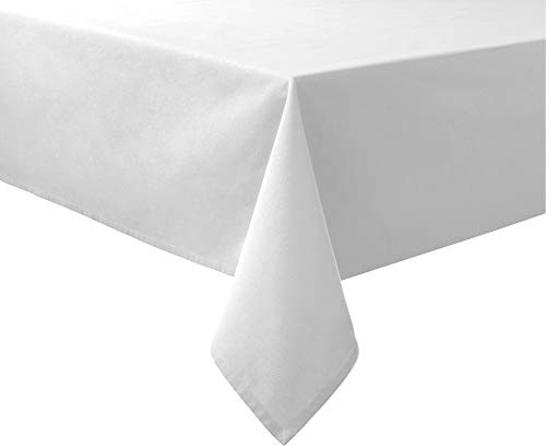 REDBEST Tischdecke, Tischwäsche Uni Seattle, 100% Baumwolle weiß Größe 130x200 cm - Robustes, glattes Gewebe, mit hochwertigem Kuvertsaum