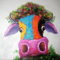 Fokenzary Hand bemalt Malerei Leinwand kleine Stier bunte Pop-Art-Wand-Dekor gerahmt bereit zum Aufhängen 24x24in
