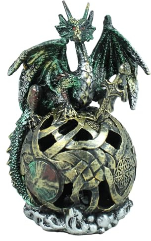 colourliving® Dekofigur Drache auf Weltkugel mit LED-Beleuchtung und Farbwechsler für Gothic-Fans