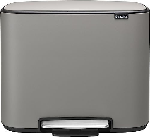 Brabantia Bo Pedal Bin, Steel, Mineral Concrete Grey, 11 + 23 L