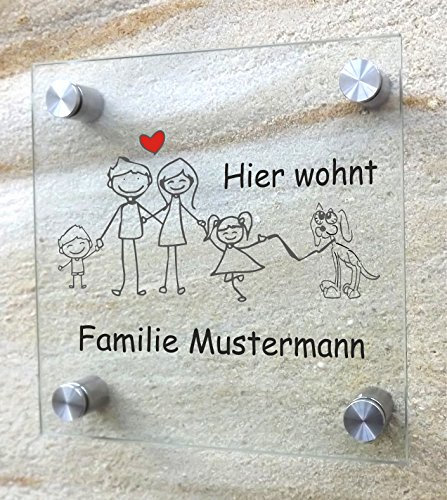 Lausitzwerbung Wohnungsschild - Familie mit Haustier - Individuell Klingelschild Namensschild Türschild Schild