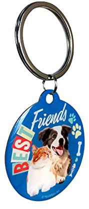 Nostalgic-Art 48029 Retro Schlüsselanhänger Rund Best Friends Cat & Dog – Geschenk-Idee für Katzen- und Hunde-Besitzer, Plastic, Vintage-Design