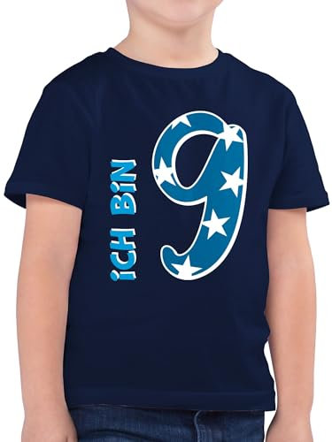 Kinder T-Shirt Jungen - 9. Geburtstag - Ich Bin neun Blau Junge - 164 (14/15 Jahre) - Dunkelblau - Birthday 9 Tshirt Jahre 9.Geburtstag Stars Shirt mit Zahl geburtstagsshirt Sieben Schon Shirts t