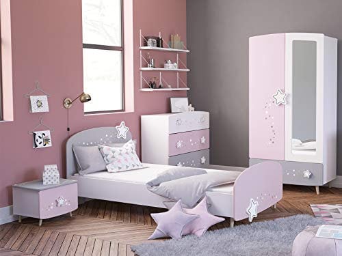möbelando Kinderzimmer Möbelset Prinzessinenzimmer Mädchenzimmer (4-teilig) Savannah I