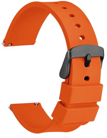 WOCCI 14mm Silikon Gummi Uhrenarmband mit Schwarzer Schnalle, Schnellverschluss Armband für Damen und Herren (Orange)