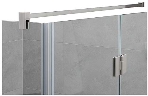 Stabilisierungsstange für Duschen, Stabilisator Duschwand, Stabilisationsstange Glas-Wand (100cm, Edelstahl Eckig)