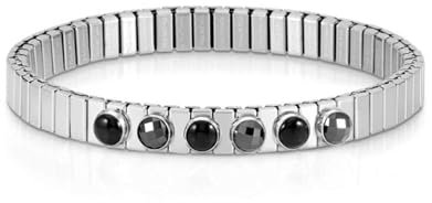 Nomination | Bracciale Donna Collezione Xte - Acciaio con 3 Pietre e 3 Cristalli Sfaccettati – Bracciale Made in Italy - Misura Estendibile 18/19 cm (Nero)