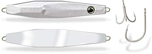 Rhino Premium Diamond Sandeel UV Aktiver Meeres Angelköder Blinker aus Tungsten mit 3D Fish Eyes Angel Zubehör, Silber, 28 g