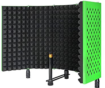 MSIZOY Studio Isolation Shield High Performance Vocal Absorbing Microphone Sound Shield for Professional Music Recording, Adjustable Stand Mount or Desktop Use (Green