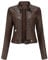 YYNUDA Giacca da donna elegante in ecopelle con cerniera per moto corta PU Moto Biker Outwear aderente cappotto sottile, Caff, S