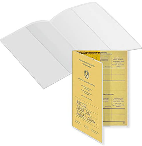 mtb more energy® 2x Hülle für Impfausweis Impfpass (ältere Ausführungen, Größe 14.4-14.8x10.5 cm, Ausstelldatum bis ca. 2008) - aufklappbar - mattiert - Hülle Klarsichthülle Schutzhülle