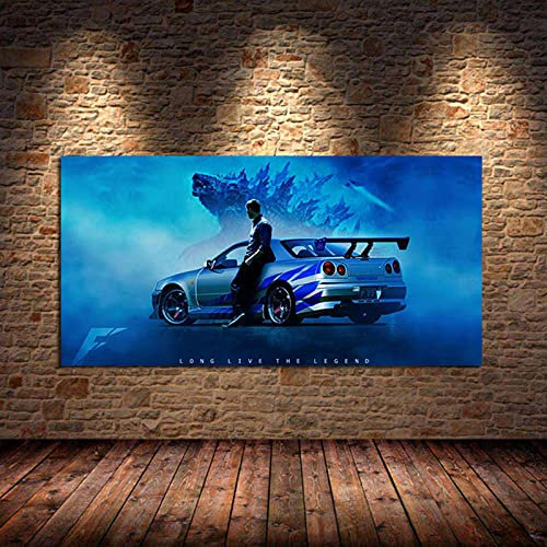 Aishangjia Skyline GTR R34 Modern Auto Leinwand Malerei Poster Und Drucke Wandkunst Bilder Für Wohnzimmer Dekoration 50x70 cm (19.68x27.55 in) N-112