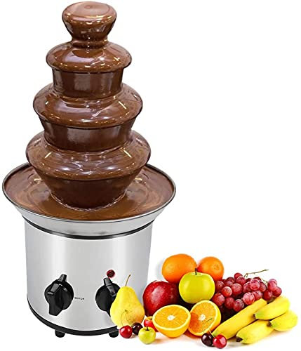 FISISZ Cholate Fondue Fountain Chocolate Melting Warming Machine 4-Tier Stainless Steel Party Luxury Retro Hot Chocolate Fondue Fountain (Blanco : A)