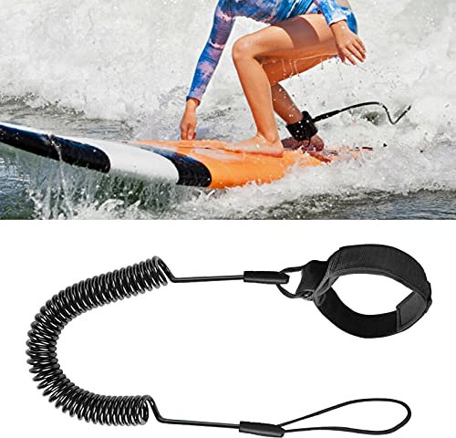 URCheers Surfboard Leash TPU Surf Leine, 80cm Surf Leash Einziehbares Surfboard Leash mit Fußschlaufe Klettverschluss für Stand up Paddle Board Surfboard (schwarz)