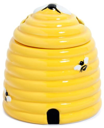 Puckator Beehive Oil Ceramic Oil Burner with Lid - Living Room Accessories - Wax Liquidizer - Oil Burners For Essential Oils - Wax Burners - Wax Melt Holder - Room Fragrance - Scents Melter