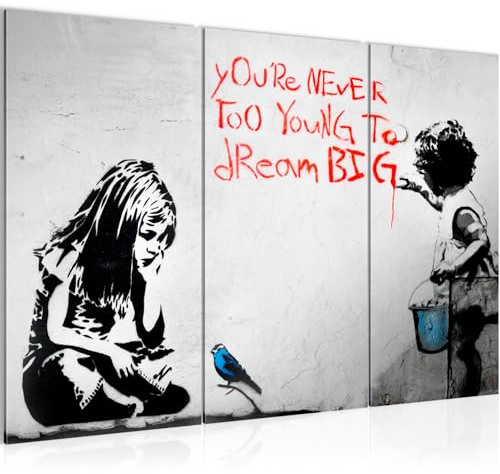 Runa Art Wandbilder Dream Big Bild XXL Loft Wohnzimmer Grau Rot Street Art 120 x 80 cm 3 Teilig 040631a
