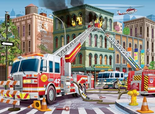 Ravensburger 13329 Feuerwehr, Feuerwehrleute, 100 Teile XXL, Puzzle für Kinder, Empfohlenes Alter 6+, Mehrfarbig