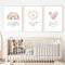 Boho-Kinderzimmer-Wandkunst, 3-teilig, Bibelvers für Kinderzimmer, Kunst, christliches Mädchen, Wandkunst, Herz, Regenbogen-Sonnenlicht, Kunstdruck, Boho-Sonnenschein-Dekoration für Mädchen, Baby,