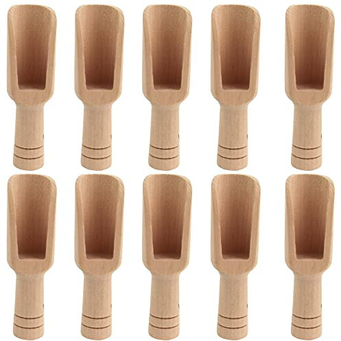 Mini Cuchara de Madera,10 Piezas Cuchara de Té de Madera Cuchara de Sal de Baño Cucharas Pequeñas de Madera para Leche en Polvo,Café, Especias,Té,Dulces,Harina