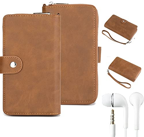 K-S-Trade Protective Case For Nubia Red Magic 6S Pro 2in1 Mobile Phone Wallet Case Compatible With Nubia Red Magic 6S Pro + Earphones Protective Cover Bumper Pouch Bookstyle Brown (1x)