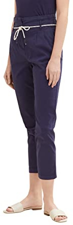 TOM TAILOR Damen 1035503 Paperbag Chino Hose mit Gürtel, 11331 - Atlantic Ocean Blue, 46W / 28L