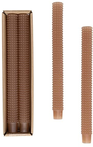 Creative Co-Op Hobnail Taper Candles in Box, Cappuccino, Set of 2