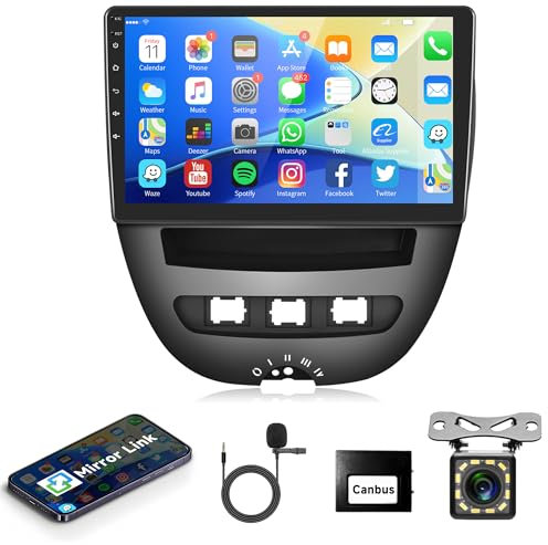 Android Car Radio for Citroen C1/Peugeot 107/Toyota Aygo 2004-2014, 10.1 inch Touch Screen Car Stereo with GPS Bluetooth WiFi FM Mirror Link + Backup Camera
